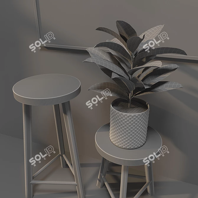 Brass Calypso Stool: Elegant Gold Accent 3D model image 3