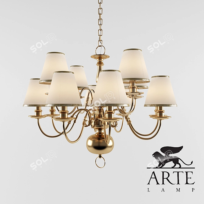 Flemish 12-Light Chandelier: A1020LM-12AB 3D model image 1