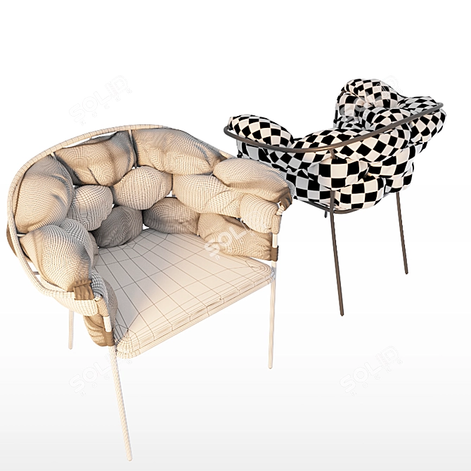 Serpentine Table and Chairs Set 3D model image 3