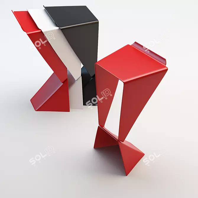 Sleek Aluminum Icon Stool 3D model image 2