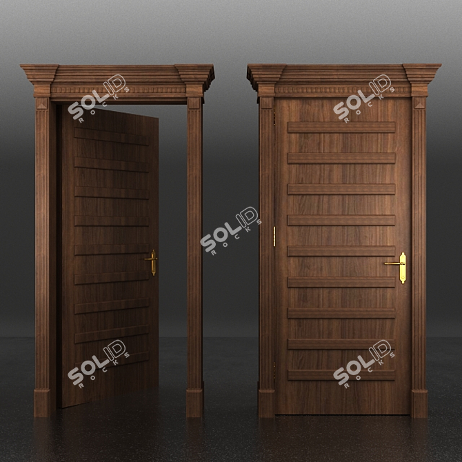 Beech Wood Door - Natural Elegance 3D model image 1