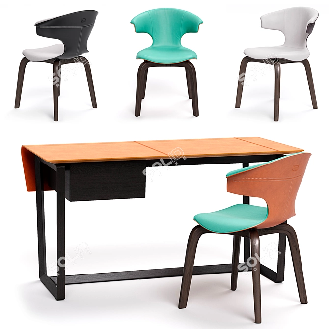 Poltrona Frau Montera Armchair & Fred Desk - Modern Elegance in One 3D model image 1