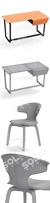 Poltrona Frau Montera Armchair & Fred Desk - Modern Elegance in One 3D model image 3