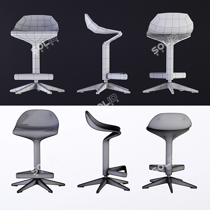 Sleek and Stylish Kartell Spoon Stool 3D model image 2