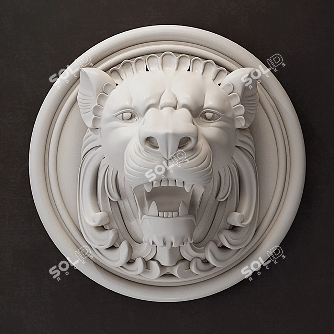 Regal Lion Sculpture - 590x590 mm 3D model image 1