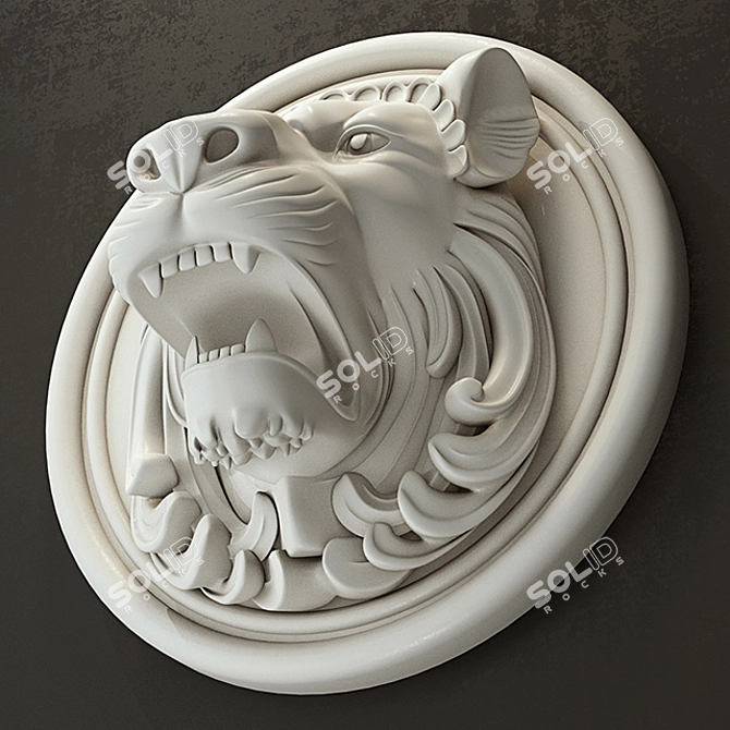 Regal Lion Sculpture - 590x590 mm 3D model image 2