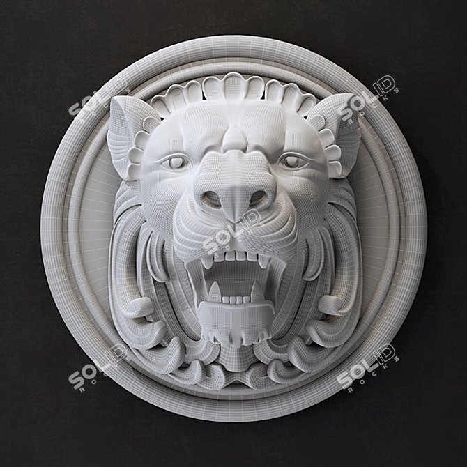 Regal Lion Sculpture - 590x590 mm 3D model image 3