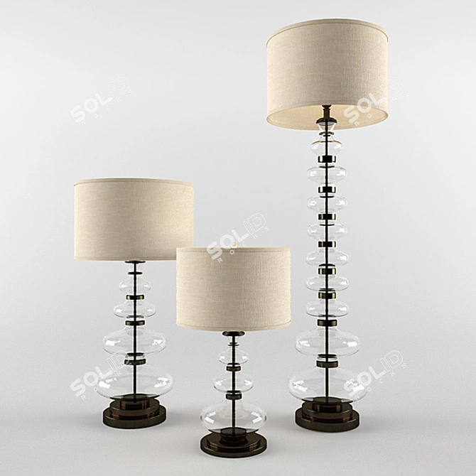 Elegant Glass Stacked Table Lamp 3D model image 1