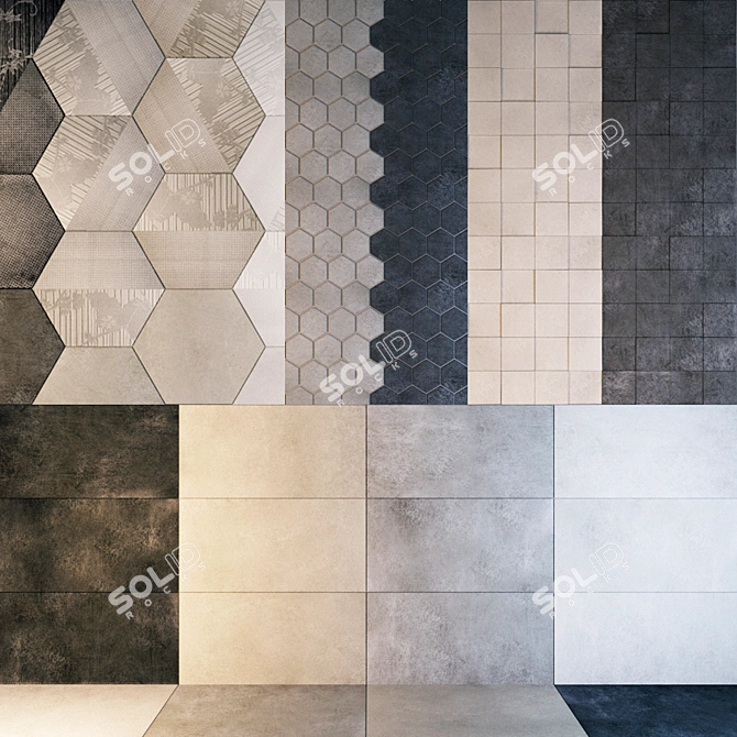 Solid Colorker Tiles: Exquisite Colors & Designs! 3D model image 1