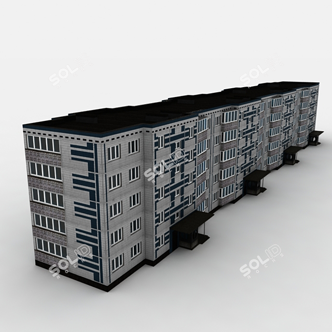 Modern 5-story Panel House 3D model image 1