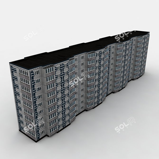 Modern 5-story Panel House 3D model image 2