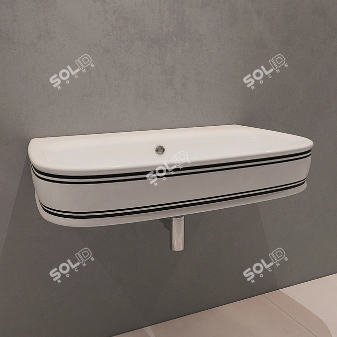 Elegant Black Striped Wash Basin 3D model image 1