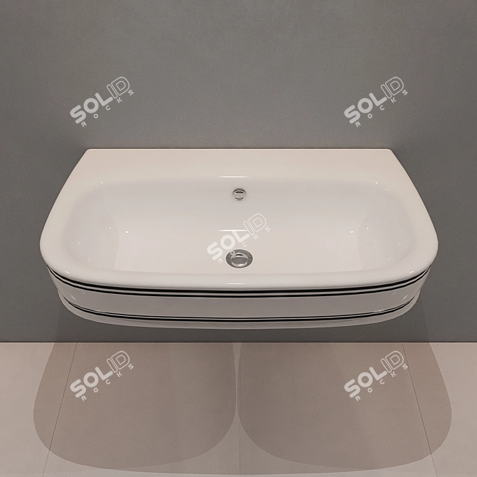 Elegant Black Striped Wash Basin 3D model image 2