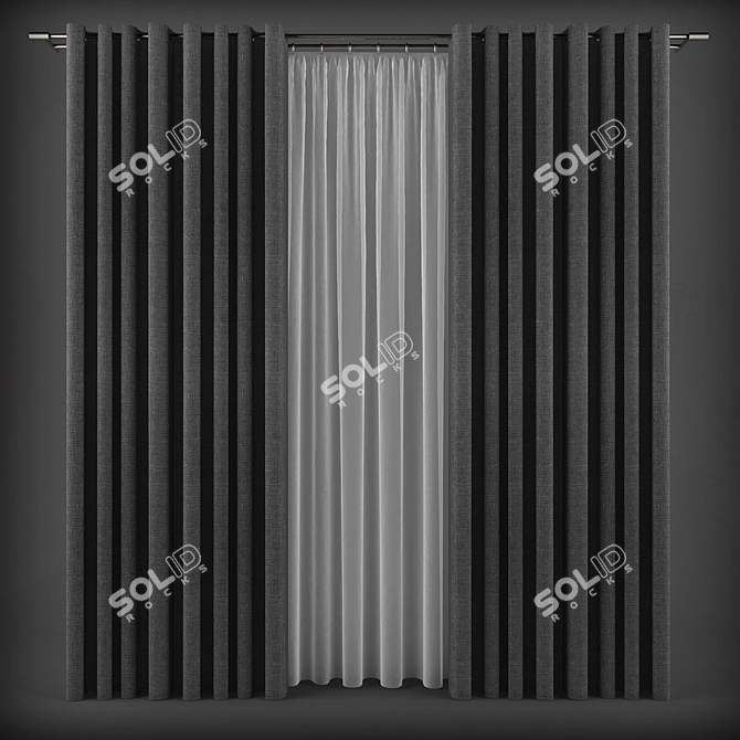 Modern Grommet Curtains 3D model image 1