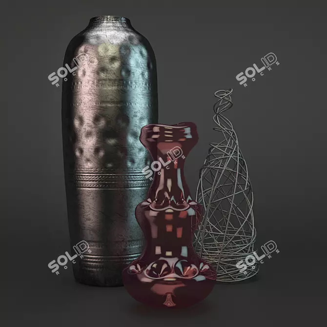 Elegant Vase Set 3D model image 1