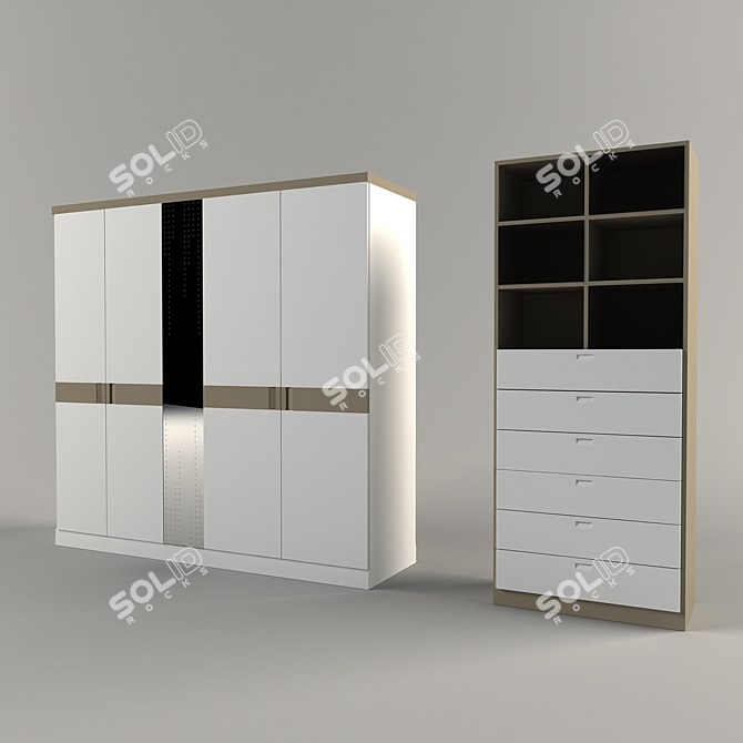 Versatile Storage Solution: Cabinet & Shelves 3D model image 1