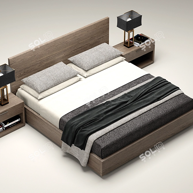 Sleek RH Modern Machinto Bed 3D model image 3