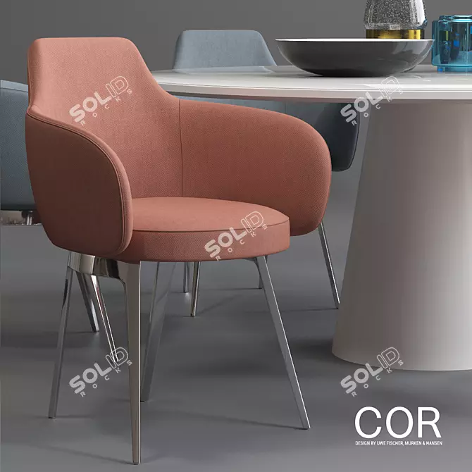 Modern Roc Chair and Conic Table Set 3D model image 2