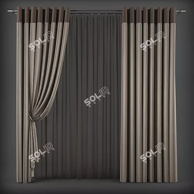 Modern Grommet Curtains 3D model image 1
