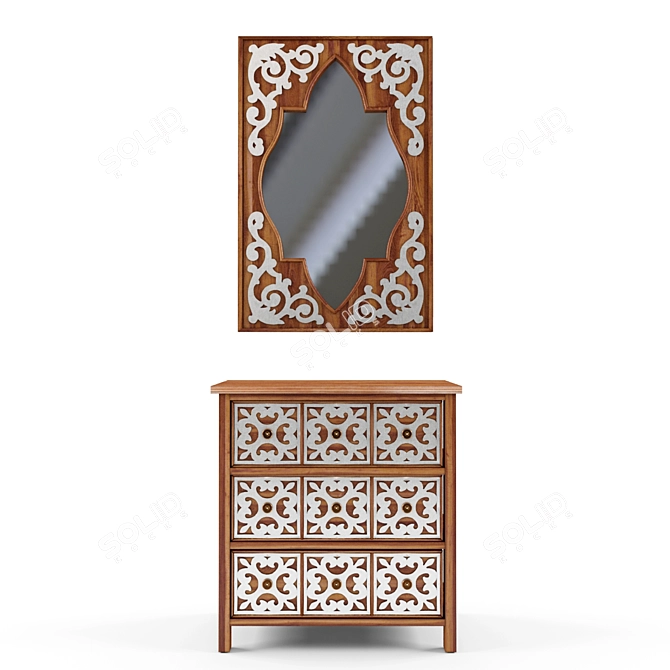 Exquisite Eastern Style Tanger Mirror and Dresser 3D model image 1