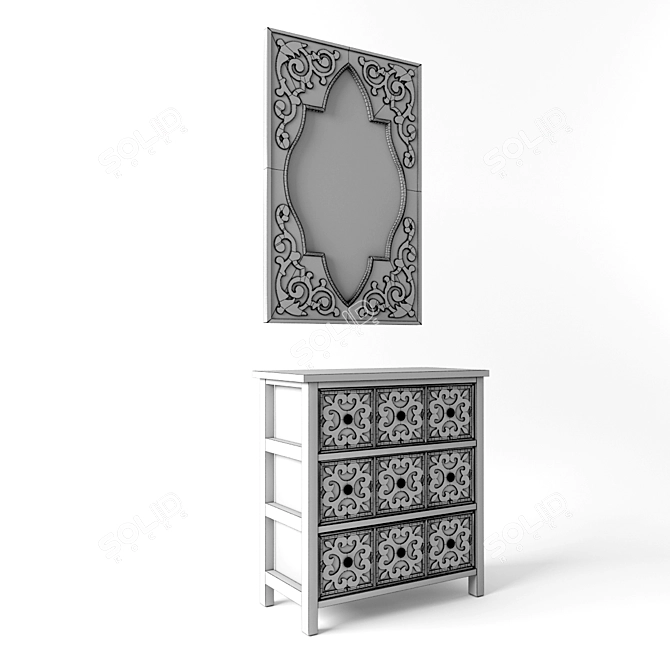 Exquisite Eastern Style Tanger Mirror and Dresser 3D model image 3