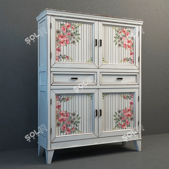 Floral Elegance Designer Wardrobe 3D model image 1