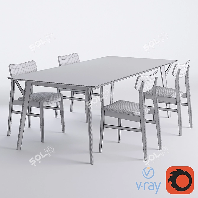 Modern Elegance: Miton Chair & Table 3D model image 3