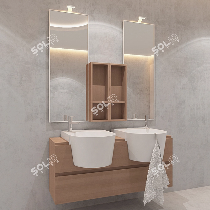 Italian Bathroom Furniture Set: Novello Canestro C12 3D model image 1