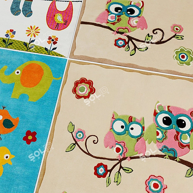 Whimsical Owl Children's Carpets 3D model image 2