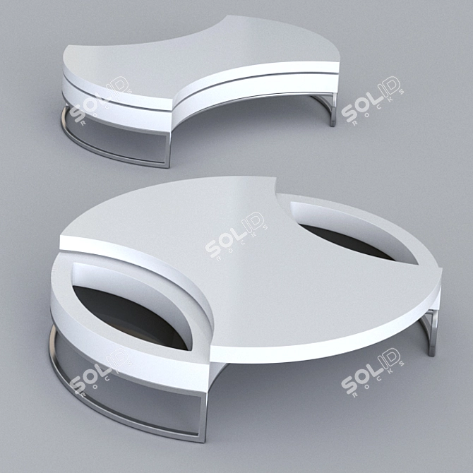 White Rotating Coffee Table 3D model image 1