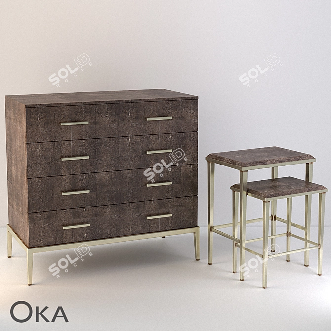 Shinto Faux Shagreen Furniture Collection: Chic and Elegant 3D model image 1