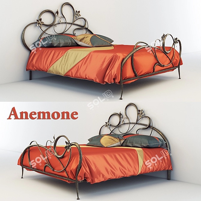 Anemone Double Bed: Elegant and Timeless 3D model image 1