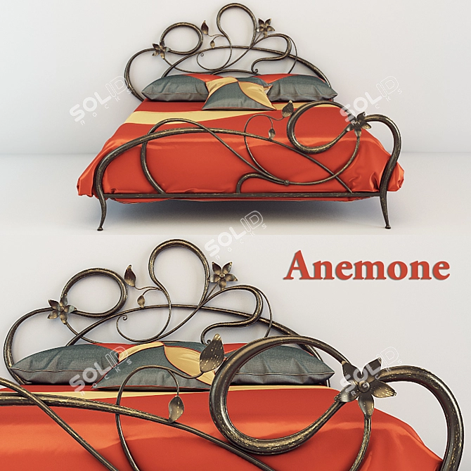 Anemone Double Bed: Elegant and Timeless 3D model image 2