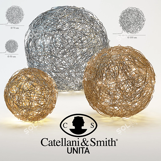  Catellani and Smith Fil de Fer Pendant Light 3D model image 1