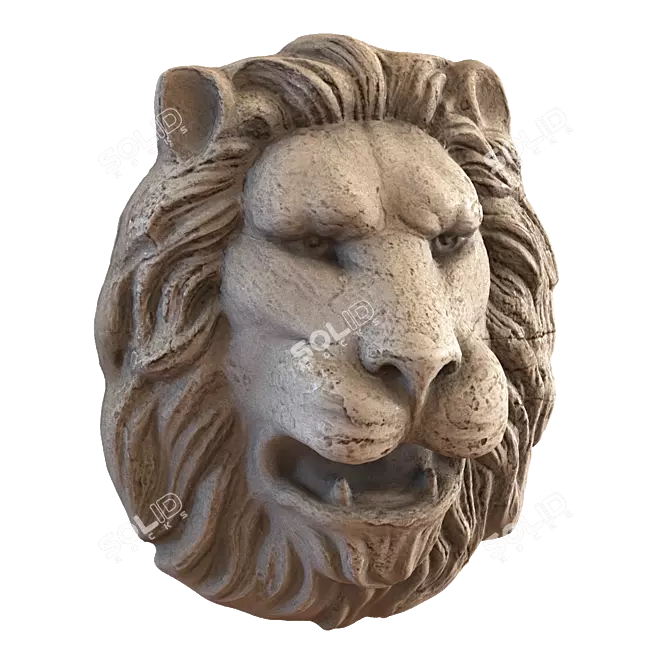 Majestic Lion Head Sculpture 3D model image 1
