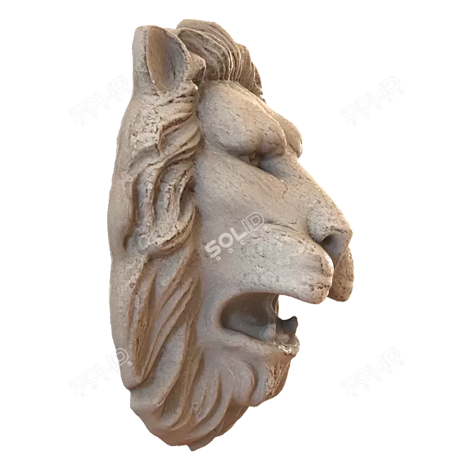 Majestic Lion Head Sculpture 3D model image 2