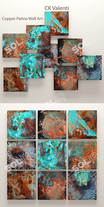 Copper Patina Wall Decor 3D model image 2