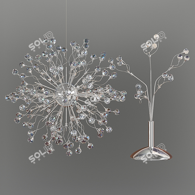 Sparkling Crystal Chandelier & Table Lamp 3D model image 1