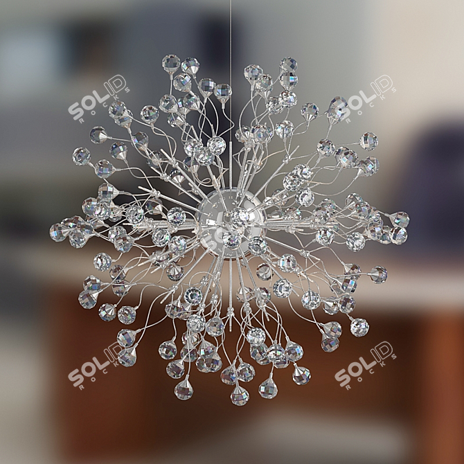 Sparkling Crystal Chandelier & Table Lamp 3D model image 2