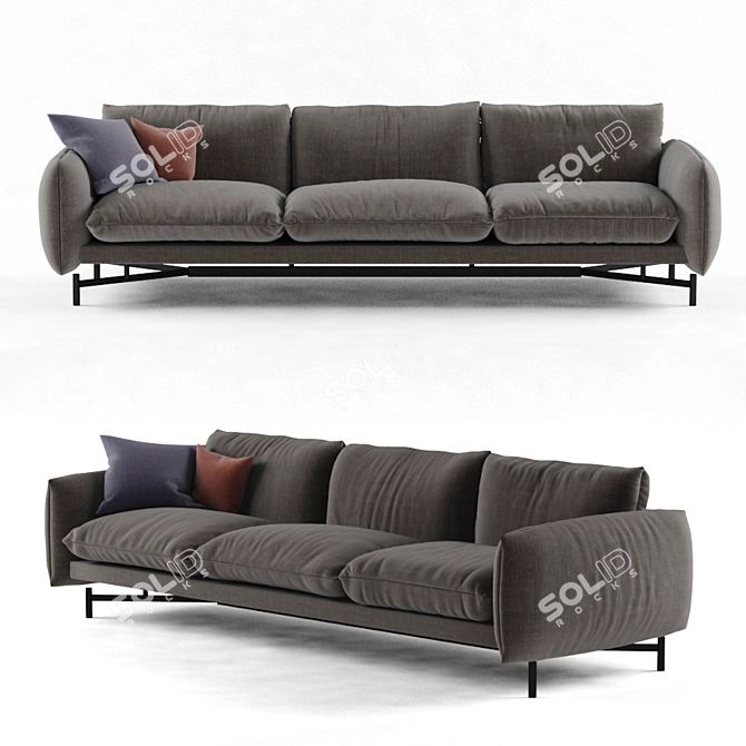 Kom Modern Home Collection 3-Seater Sofa 3D model image 1