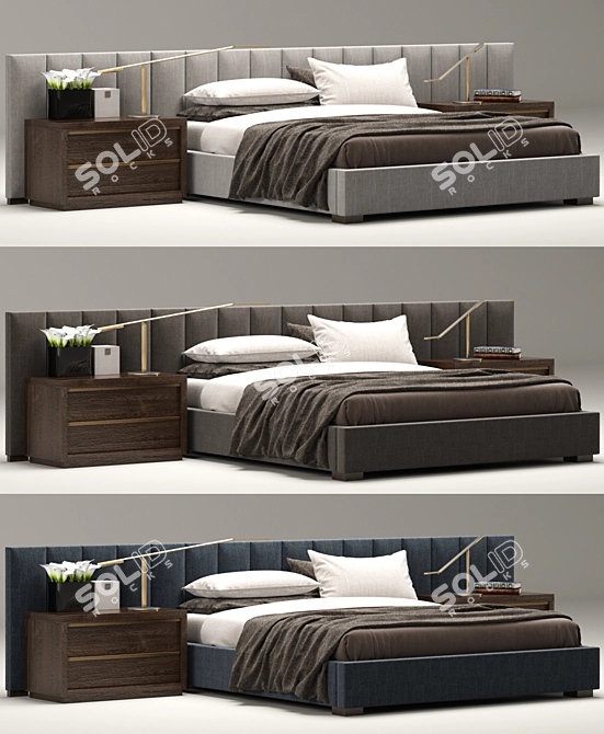 RH Modern Extended Headboard Bed: Custom Comfort 3D model image 2