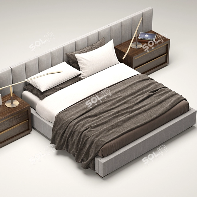 RH Modern Extended Headboard Bed: Custom Comfort 3D model image 3