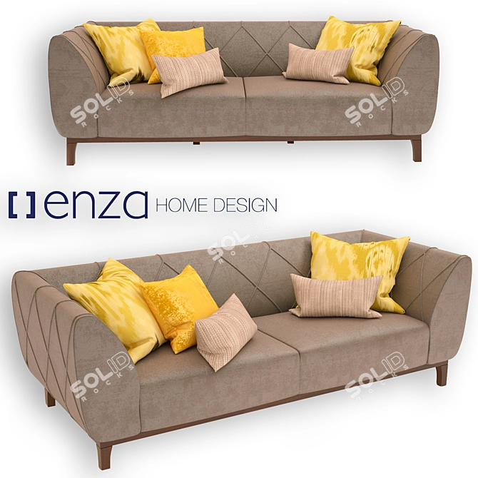 Elegant Zen Sofa 3D model image 1