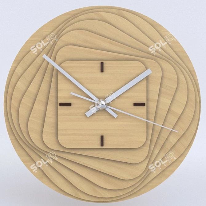 Elegant Wooden Clock 3D model image 1