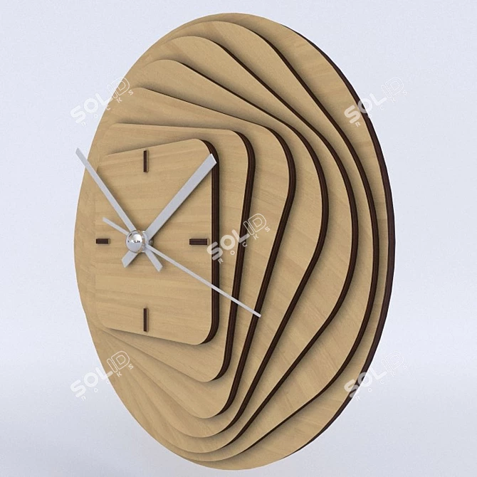 Elegant Wooden Clock 3D model image 2