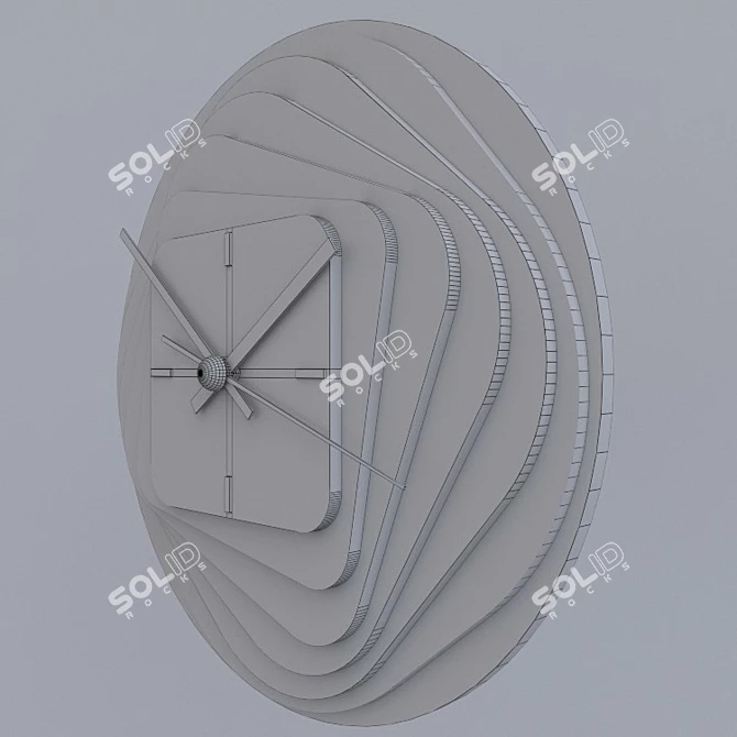 Elegant Wooden Clock 3D model image 3