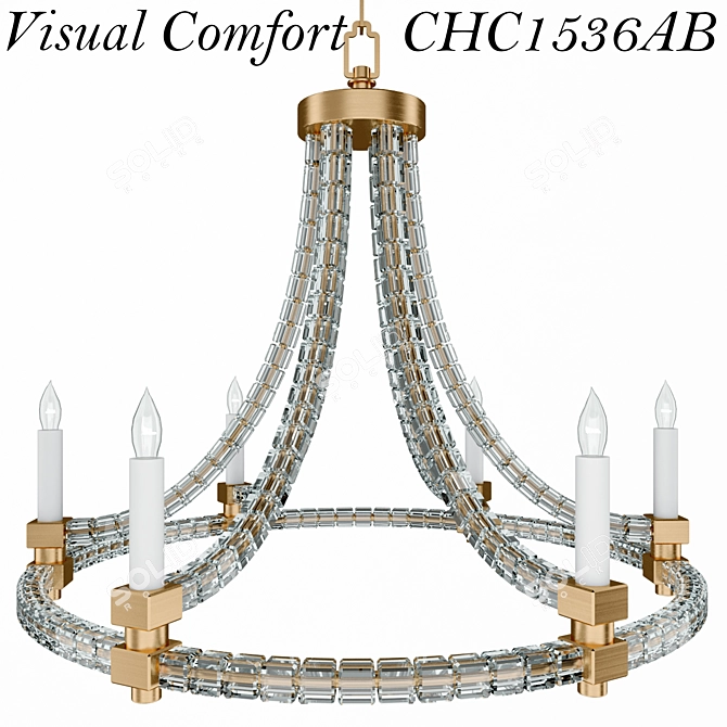 Crystal Cube Round Flatline Chandelier 3D model image 1