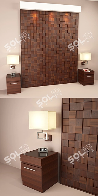 Elegant Panel Set with Tables & Lamps 3D model image 3