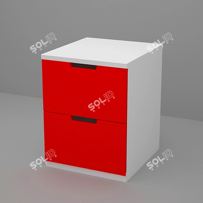 NORDLI 2-Drawer Chest: Sleek and Compact 3D model image 1