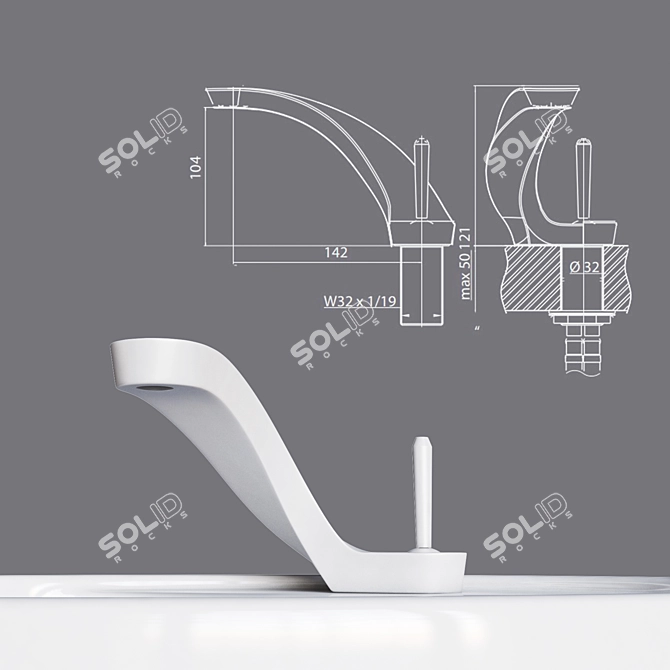 Ametis White Faucet & Sink Set - Inbani 3D model image 2